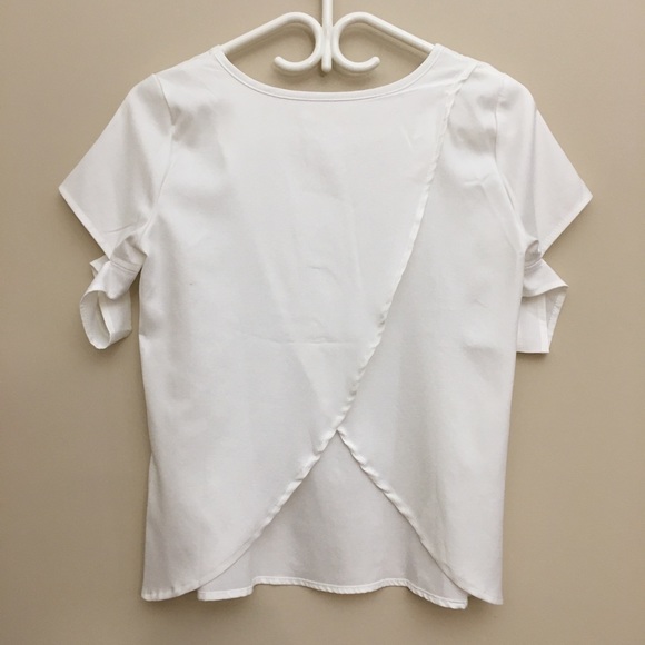 BALUOKE White Open Back Cutout Blouse Women’s Small - Picture 2 of 4